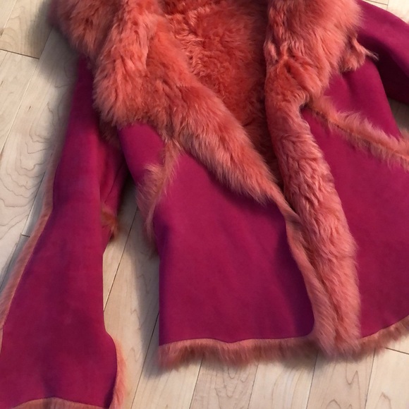 Pink Toscana Shearling Fur Jacket Size Small - Picture 3 of 14